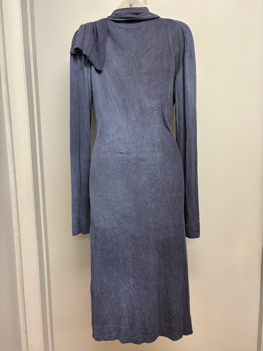 Vivienne Westwood Anglomania Draped Scarf Neck Midi Dress Blue Made in Italy - Picture 4 of 13